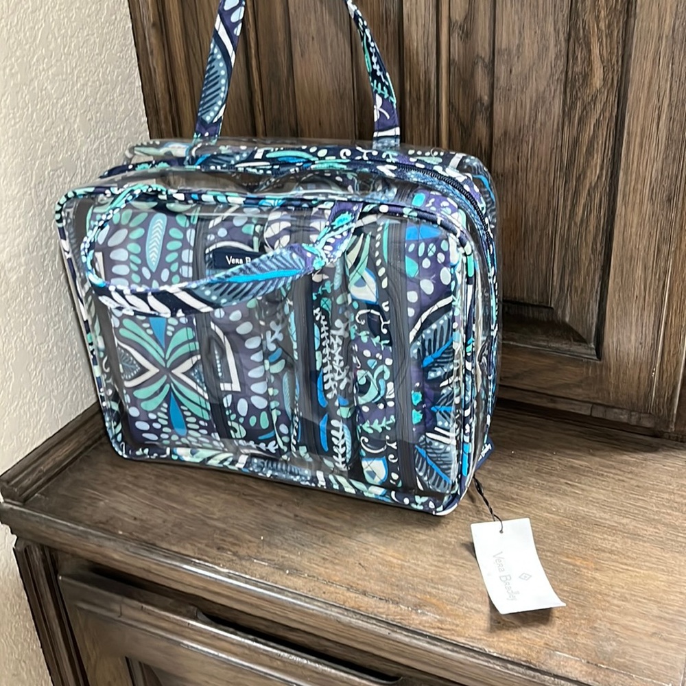 4 Piece Cosmetic Organizer in Blue Island Medallion